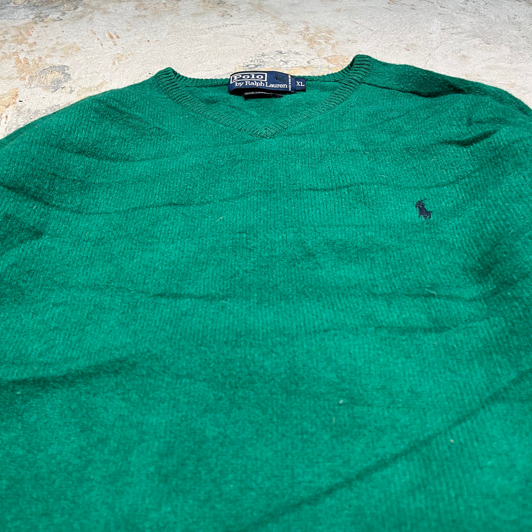 #3691古着/ラルフローレン/POLObyRalphLauren/ラムウールニット/LAMBS WOOL knit/Ｖネック/サイズXL