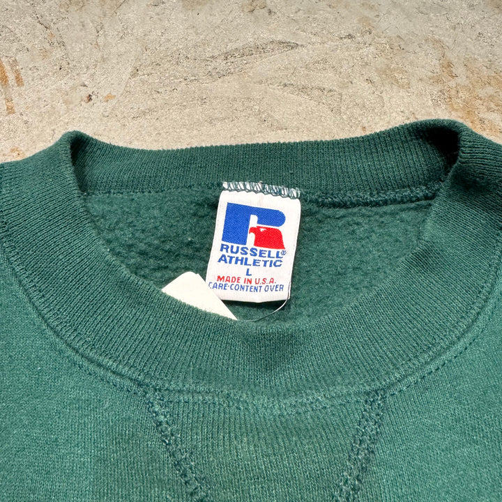 古着 USA製 80's〜 RUSSELL ATHLETIC/ ラッセルアスレチック/ ブランククルーネックスウェット/ 無地/ 前Vガゼット/ サイズL