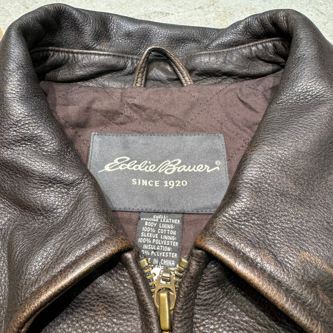 古着 Eddie Bauer/エディー･バウアー/ジップアップレザージャケット/サイズXL