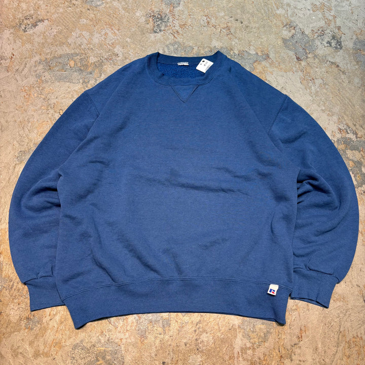 古着 90's〜 RUSSELL ATHLETIC/ ラッセルアスレチック/ ブランククルーネックスウェット/ 無地/ 前Vガゼット/ サイズM相当