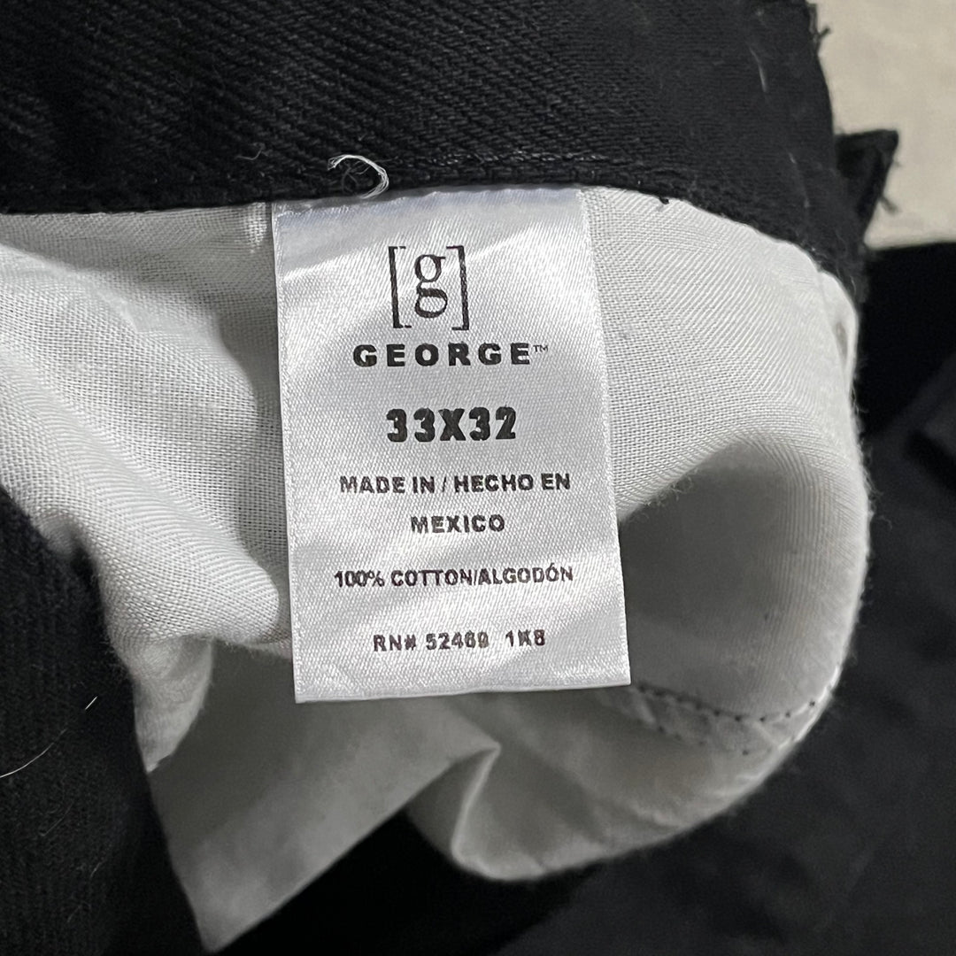 #4203 古着 GEORGE/Black Denim Pants/ブラックデニムパンツ/ストレートパンツ/サイズ33×32
