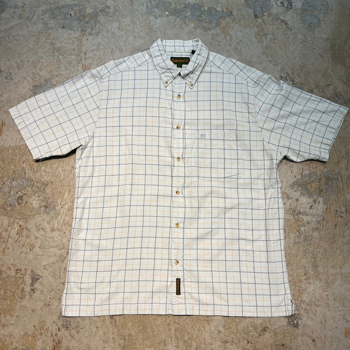 古着 timberland/ ティンバーランド/  ボタンダウン半袖シャツ/ チェック柄/ サイズL
