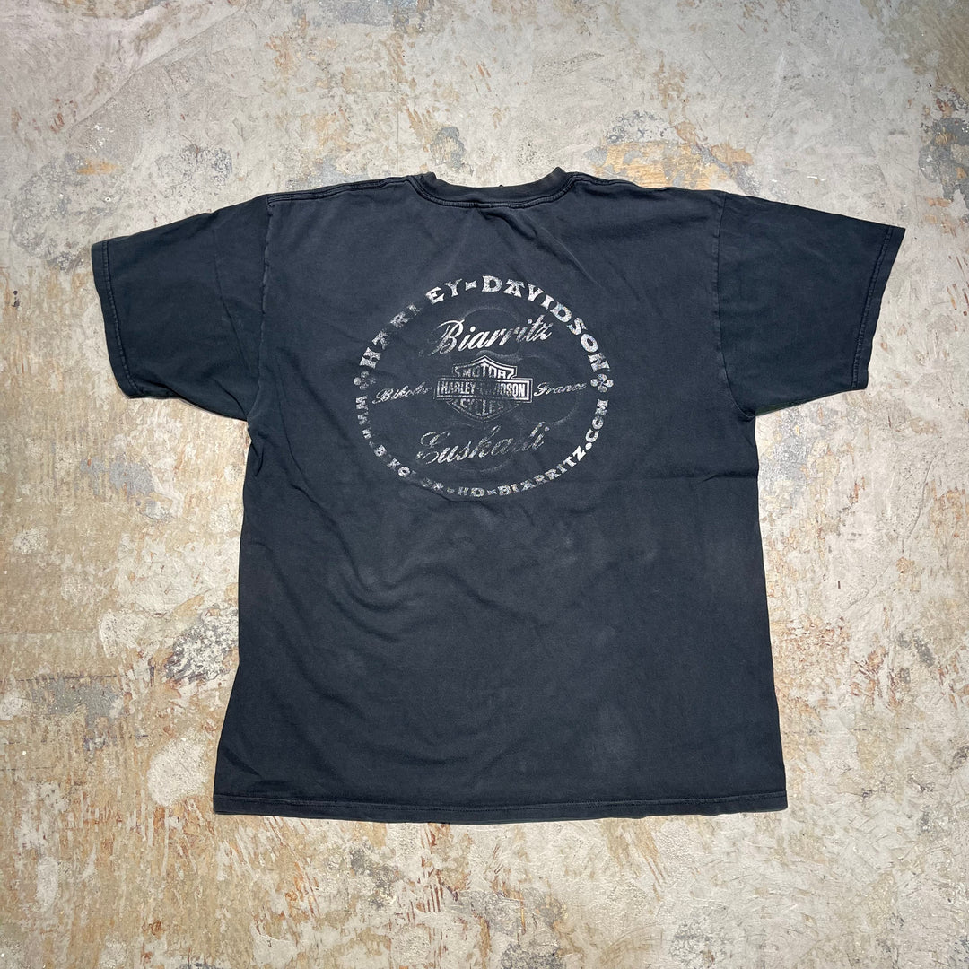 古着 USA製 Harley-Davidson/ハーレー ダビッドソン / フランス ビアレッツ ストア/ プリントTシャツ / サイズXL
