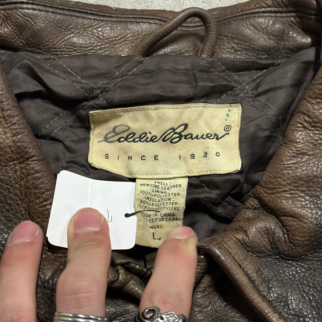 古着 Eddie bauer/ エディバウアー/ ジップアップレザージャケット/ サイズL