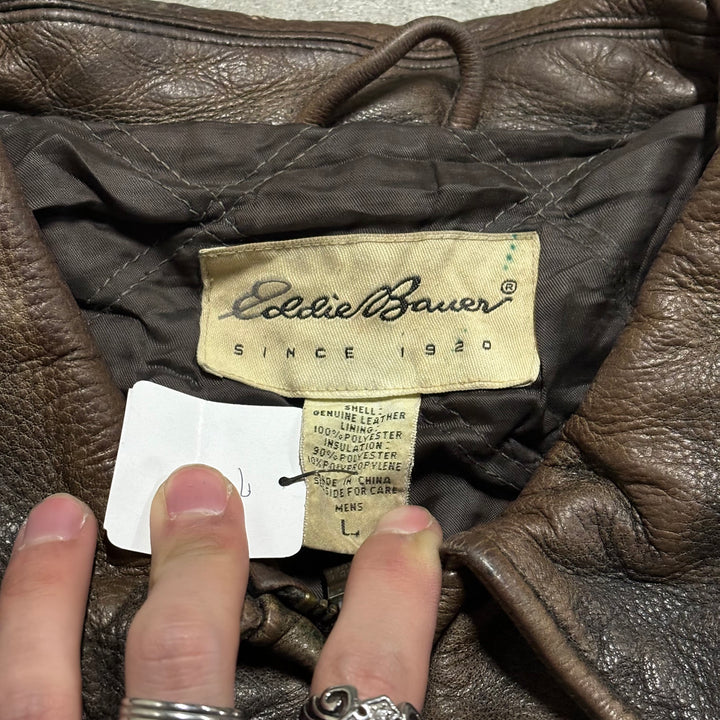古着 Eddie bauer/ エディバウアー/ ジップアップレザージャケット/ サイズL