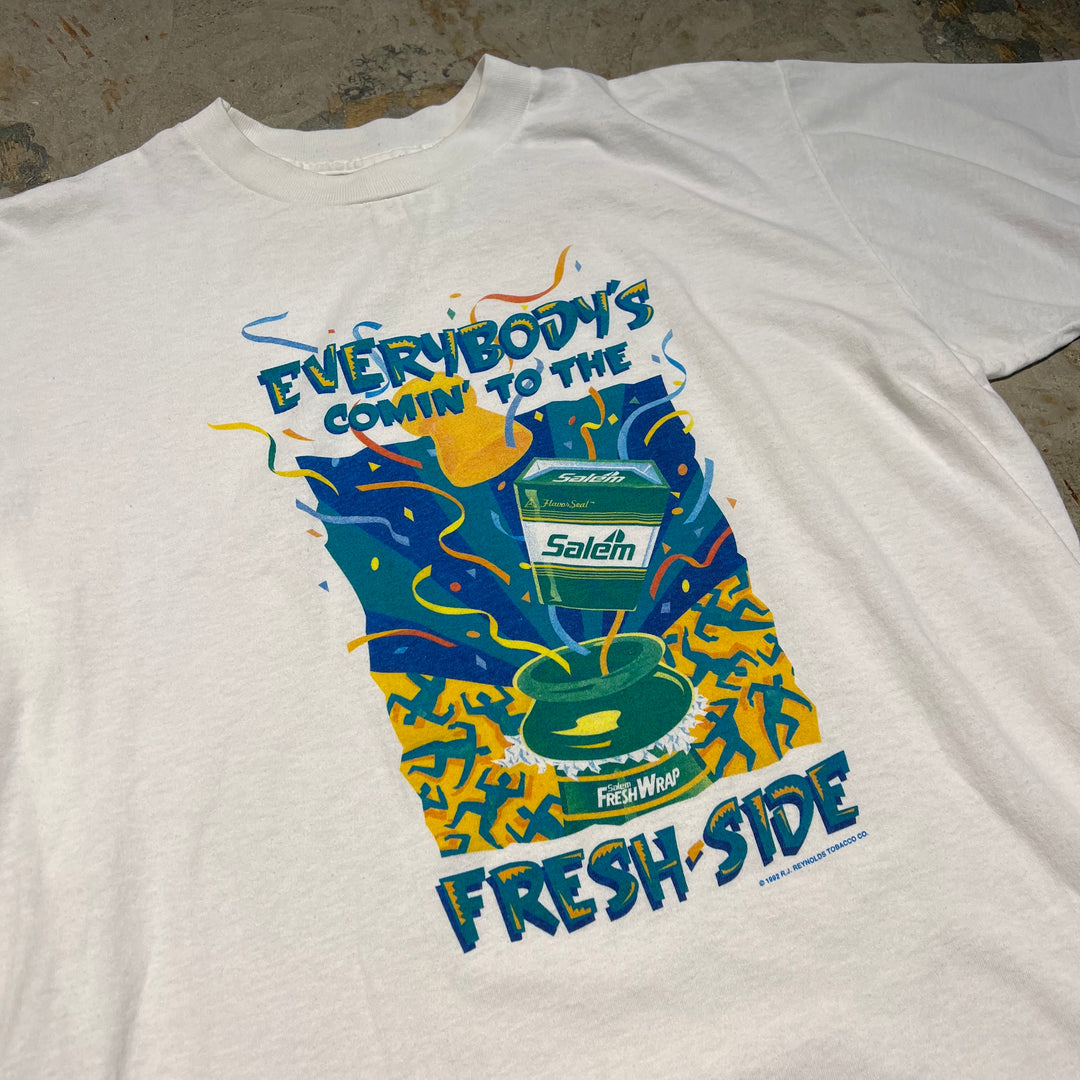 古着 USA製 92's SALEM/セーラム/タバコ/企業系/ヴィンテージ シングルステッチ プリントTシャツ/サイズXL
