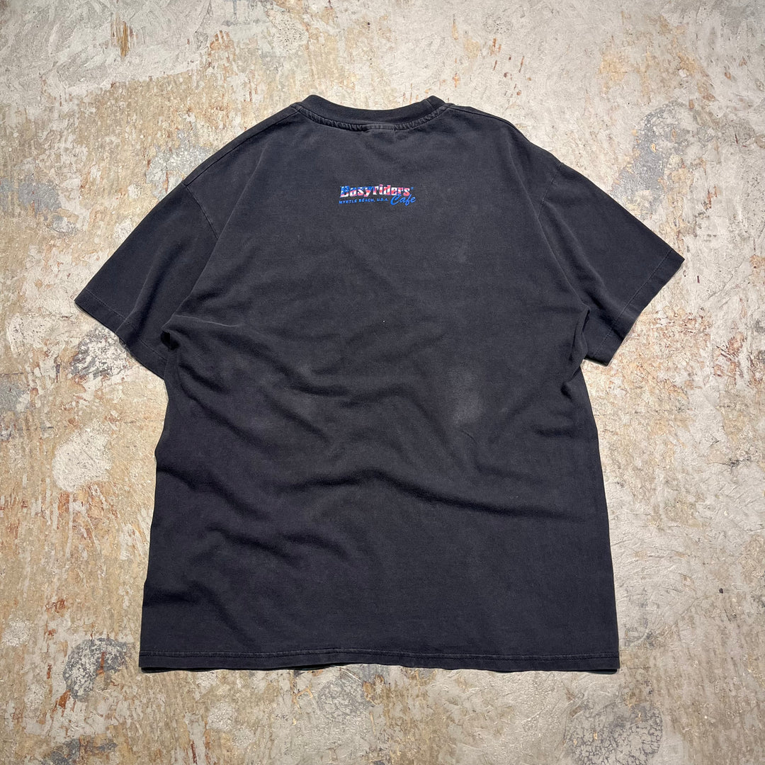 古着 90's ヘインズ/イージーライダーカフェ/マートルビーチ USA/バイク/ヴィンテージ シングルステッチ プリントTシャツ/サイズM