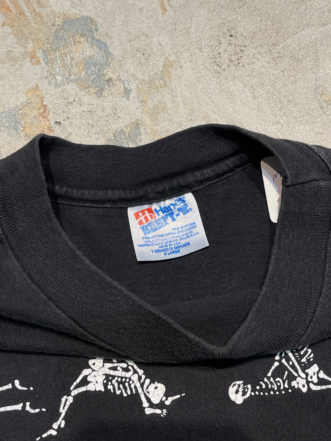 #MA168 古着 USA製 90's HANES/ヘインズ 骸骨 スカル  / シングルステッチ ヴィンテージ Tシャツ / サイズXL