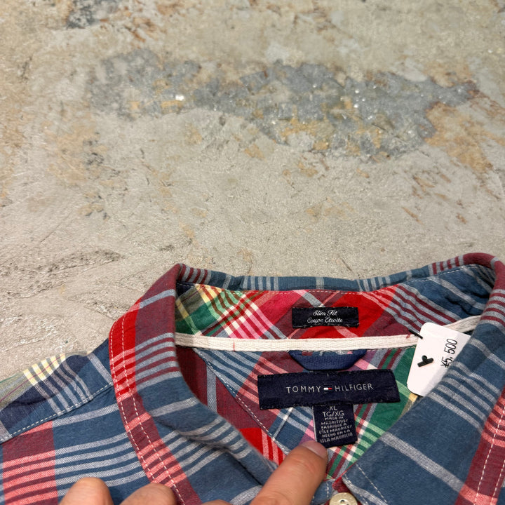 古着 TOMMY HILFIGER/ トミーヒルフィガー/ ボタンダウン長袖シャツ/ チェック柄/ サイズXL