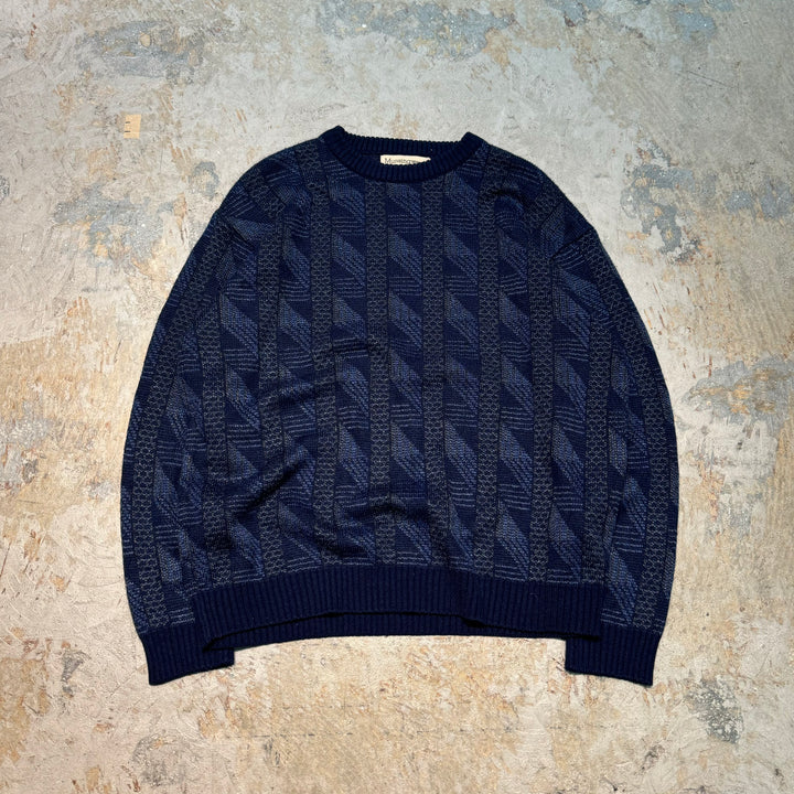 古着 MUNSINGWEAR/ マンシングウェア/ クルーネックニットセーター/ 総柄/ サイズL
