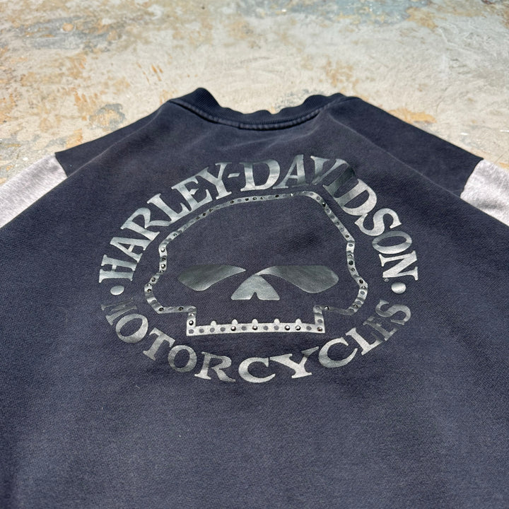 古着 HARLEY-DAVIDSON/ ハーレーダビットソン/ジップアップスウェット/スカル/サイズS-M相当