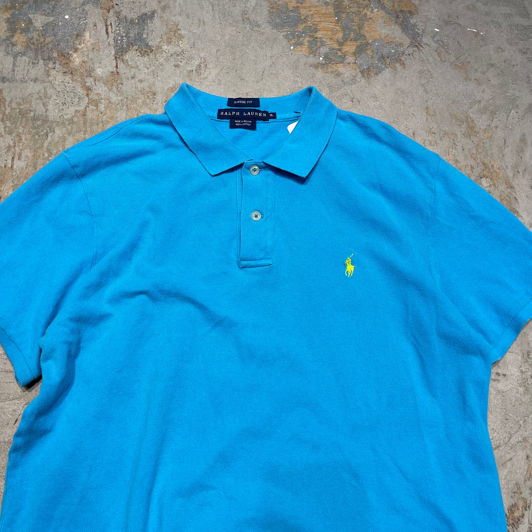 #4356 古着 ralph lauren/ラルフローレン/s/s seed stitches polo shirt/半袖鹿の子ポロシャツ/サイズXL(WOMANS)