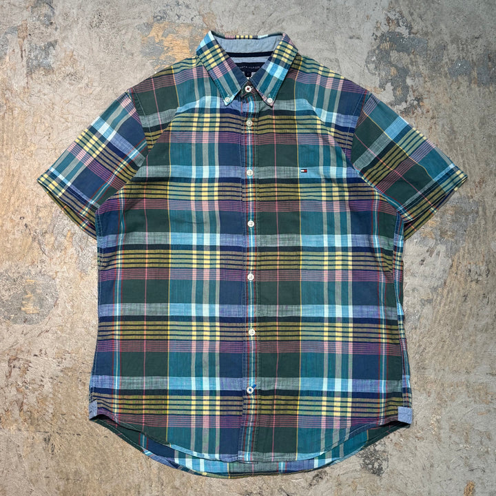 古着 TOMMY HILFIGER/ トミーヒルフィガー/ ボタンダウン半袖シャツ/ チェック柄/ サイズS