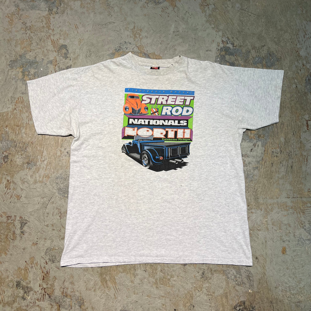 古着 USA製 90's NSRA(National Street Rod Association) / ミシガン州 カラズマー / ヴィンテージ シングルステッチ プリントTシャツ/サイズXL