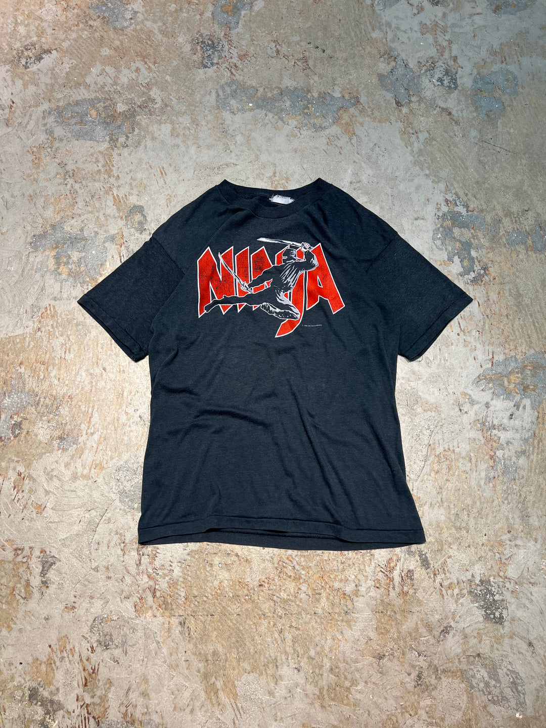 #MA148 古着  86's NINJA/ 忍者 /  ヴィンテージ シングルステッチ プリントTシャツ/サイズL相当