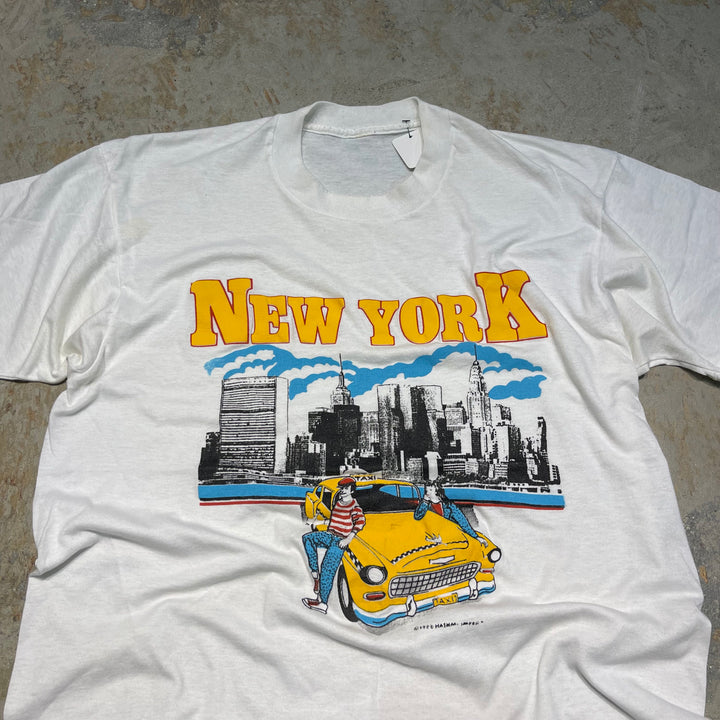 #4471 古着 88's Vintage/short sleeve Print t-shirt Tee/半袖プリントTシャツ/NEW YORK/シングルステッチ/サイズL-XL相当