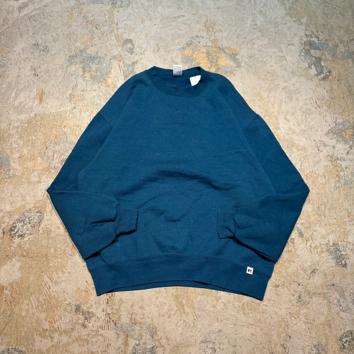 古着 USA製 80's〜 RUSSELL ATHLETIC/ ラッセルアスレチック/ ブランククルーネックスウェット/ 無地/ 前Vガゼット/ サイズL