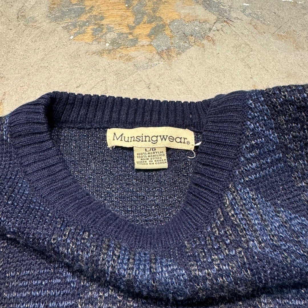 古着 MUNSINGWEAR/ マンシングウェア/ クルーネックニットセーター/ 総柄/ サイズL