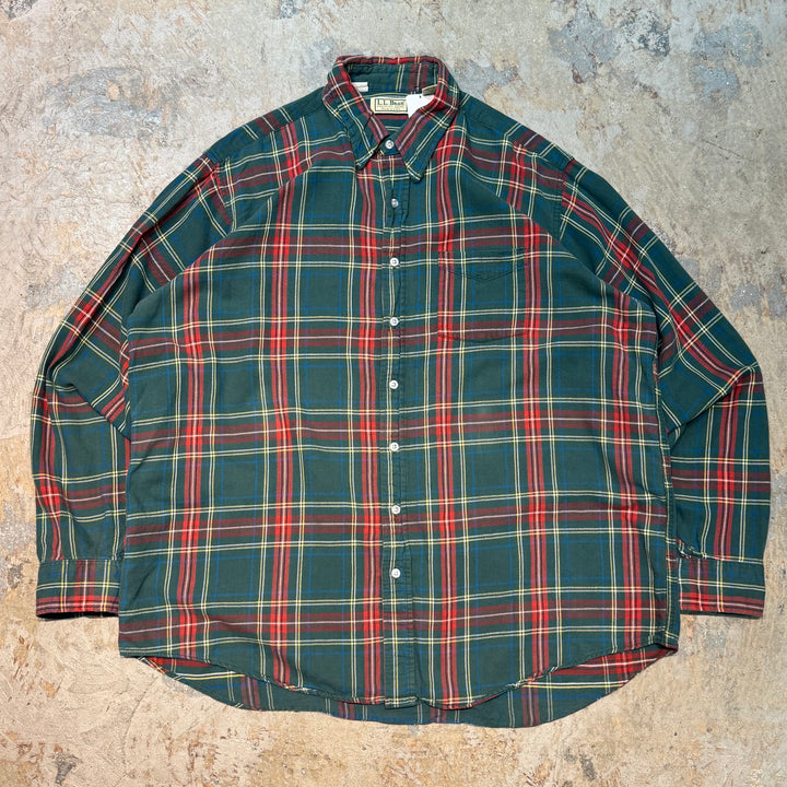 古着 USA製 80's~90's L.L.Bean/エルエルビーン/ 長袖シャツ/ チェック柄/ サイズXL