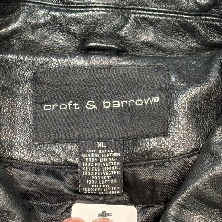 古着 CROFT&BARROW/ クラフトアンドバロー/ジップアップレザージャケット/短丈/サイズXL