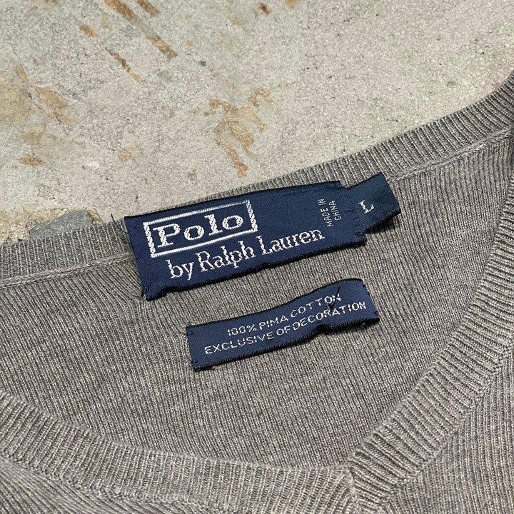 #3688古着/ラルフローレン/POLObyRalphLauren/コットンニット/Cottonknit/Ｖネック/サイズL