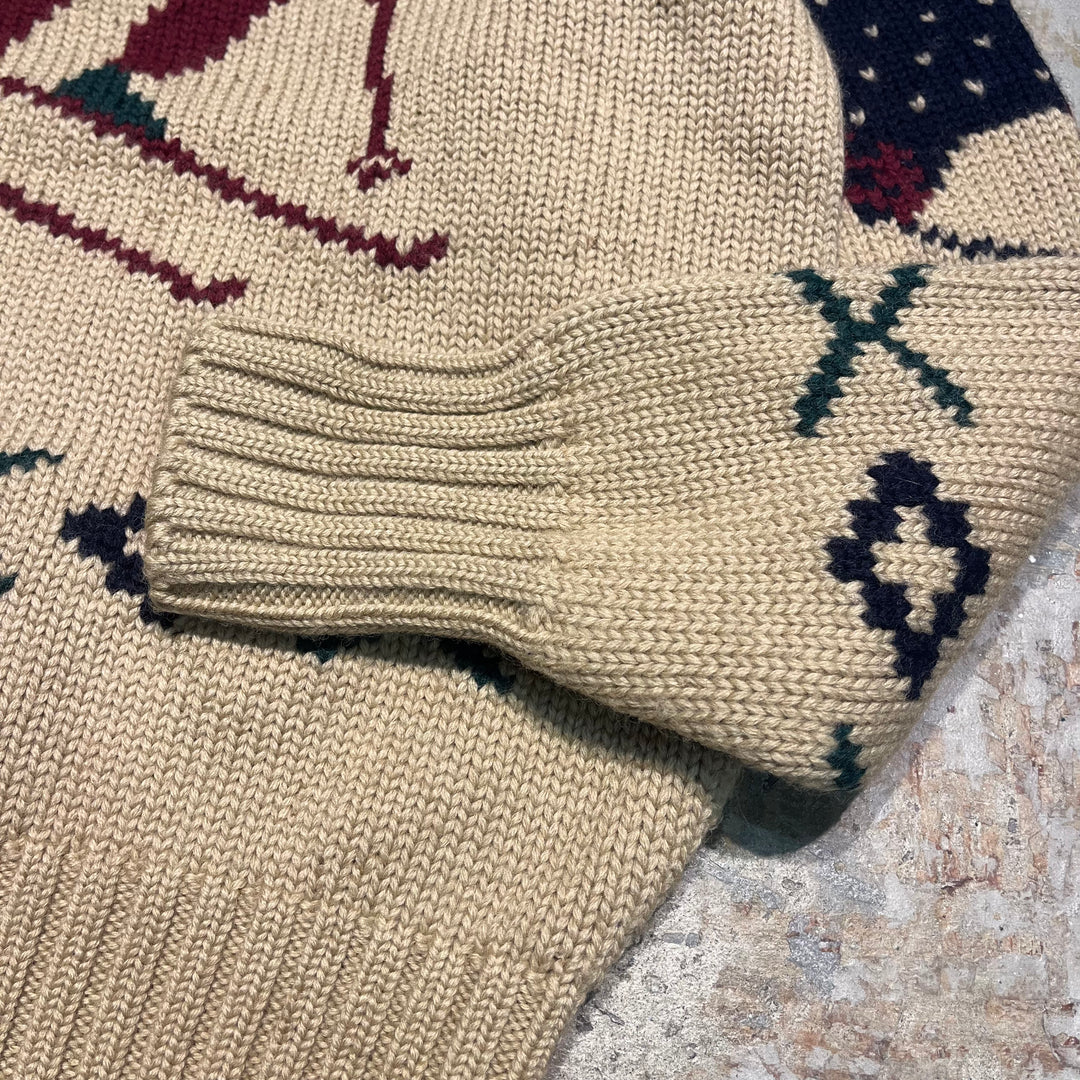 #3151 古着/Unknow/Ralph Lauren/ラルフローレン/wool Knit/バーズアイ　スキーニット/サイズXL相当
