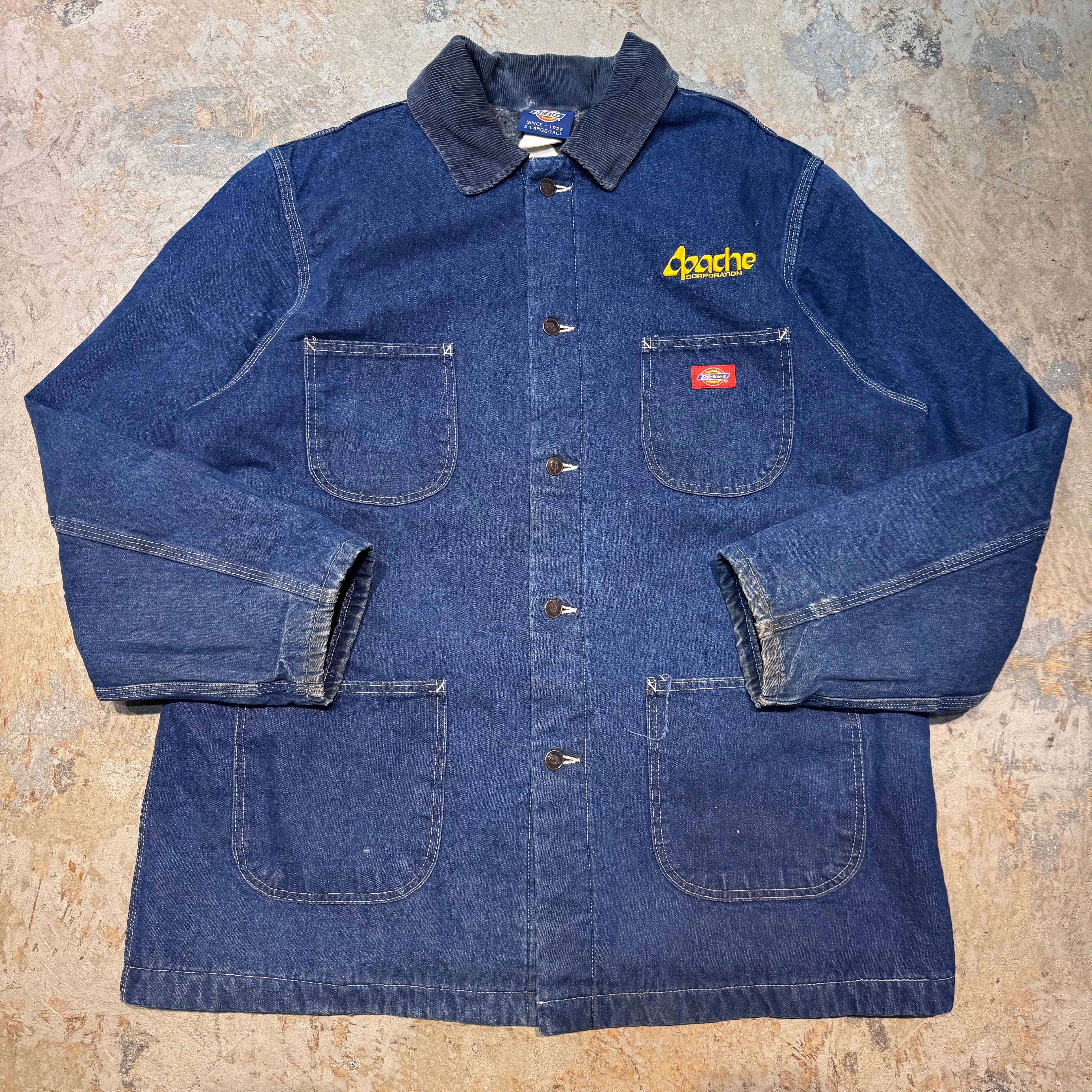 ディッキーズ　デニムカバーオール コーデュロイ 古着Dickies/ ディッキーズ/ デニムカバーオール/ 襟コーデュロイ