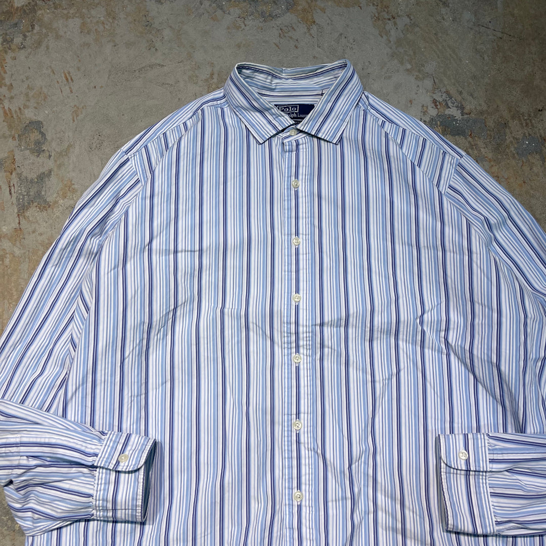 #4390 古着 Ralph Lauren/ラルフローレン/Long Sleeve Shirt/長袖シャツ/Stripe/ストライプ/WESTERTON/サイズXXL