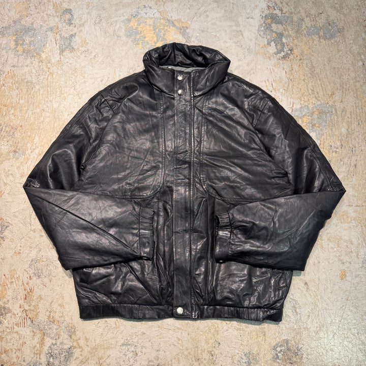 古着 80's EddieBauer/エディーバウアー/本革ジップアップレザージャケット/中綿/サイズM