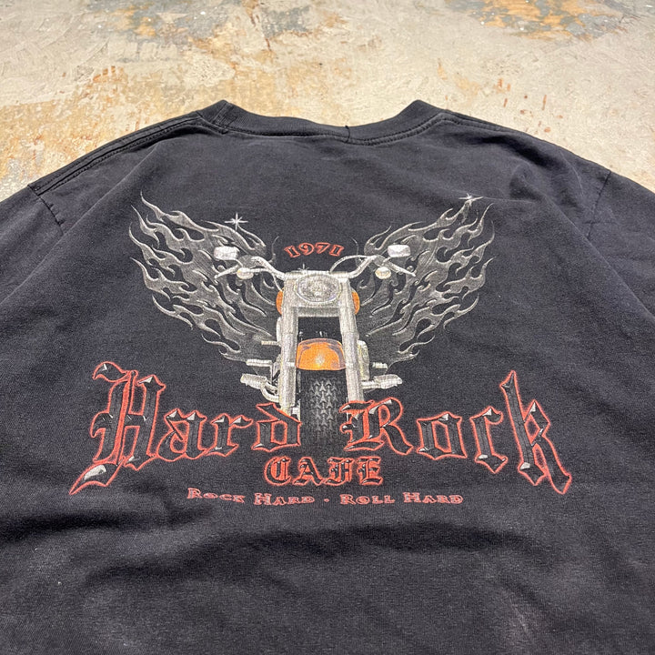 古着 90's HARD ROCK CAFE Detroit/ハードロックカフェ/アドバタイジング/企業系/プリントTシャツ / サイズ2XL相当