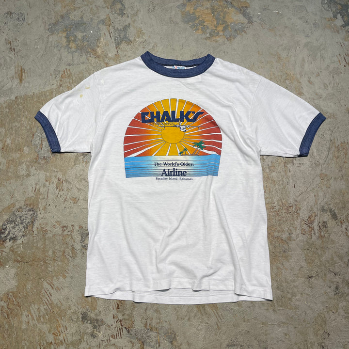 #4485 古着 80's Hanes/ヘインズ/short sleeve Ringer t-shirt Tee/半袖リンガーTシャツ/MADE IN USA/サイズL