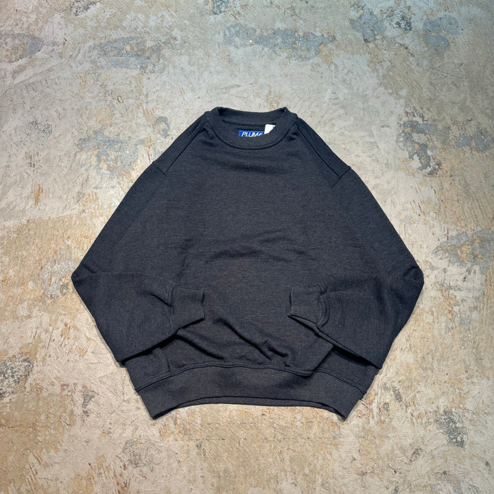 古着 PLUMA by RUSSELL ATHLETIC/ プルーマバイラッセルアスレチック/ ブランククルーネックスウェット/ 無地/ 前Vガゼット/ サイズL