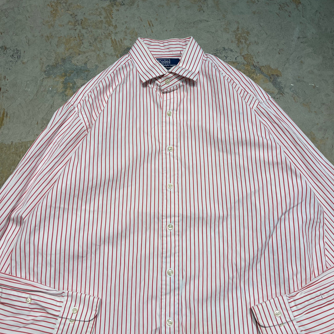 #4328 Ralph Lauren/ラルフローレン L/S Wide Spread Collar Shirts/ワイドスプレッドカラーシャツ/REGENT CLASSIC FIT/ストライプ柄/サイズ17 1/2 36/37