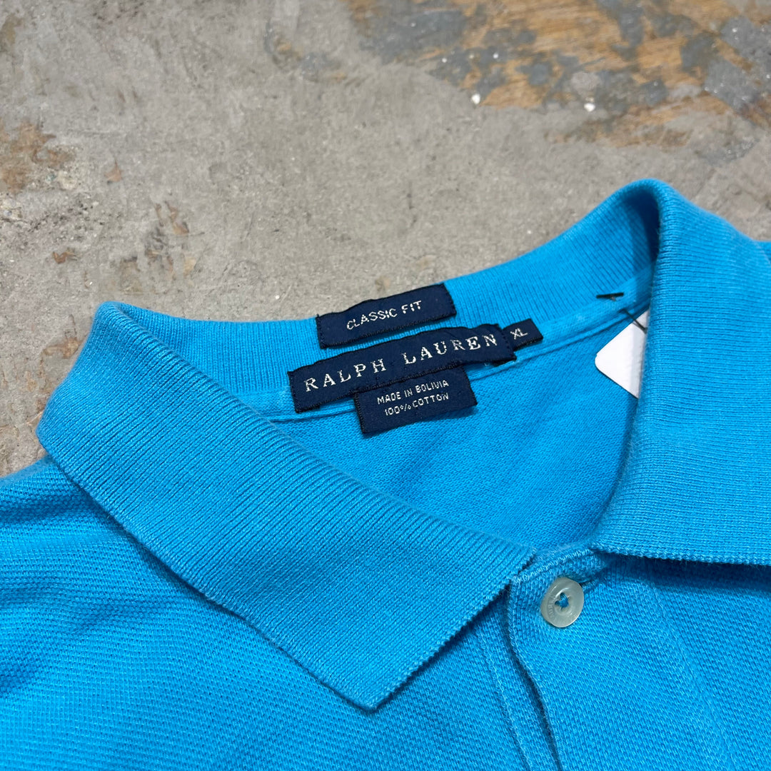 #4356 古着 ralph lauren/ラルフローレン/s/s seed stitches polo shirt/半袖鹿の子ポロシャツ/サイズXL(WOMANS)