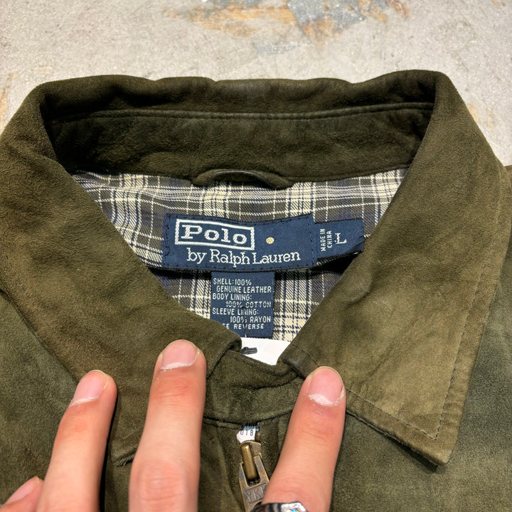 古着 90's~ POLO by Ralph Lauren/ ポロラルフローレン/ スウィングトップジャケット/ スウェード/ ヌバック/ サイズL