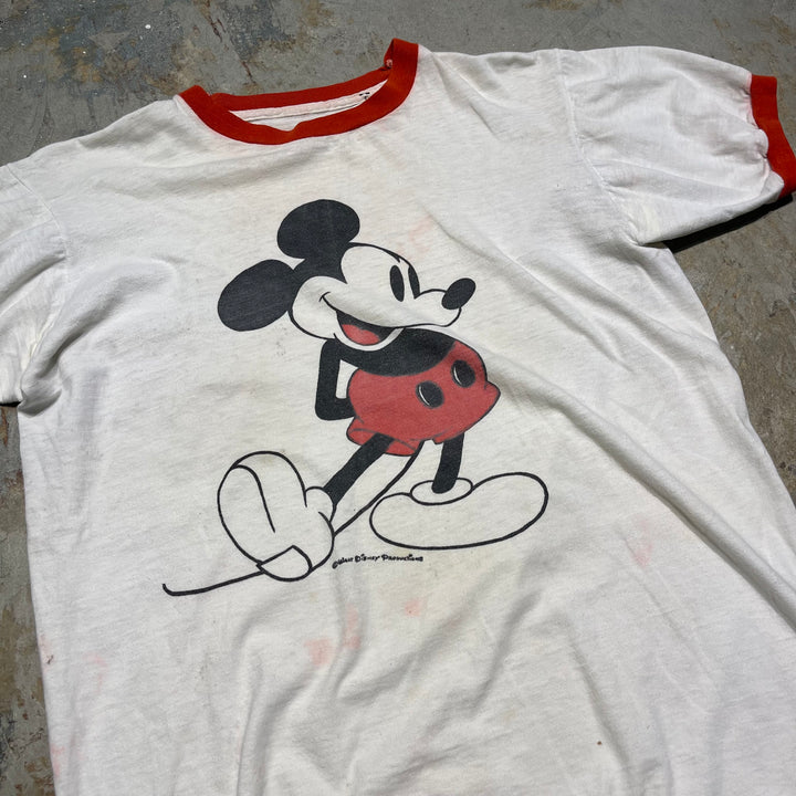 古着 80's~ USAVINTAGE /  Disney/ディズニー ミッキーマウス / ヴィンテージ シングルステッチ リンガーTシャツ / サイズM相当