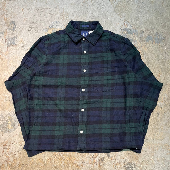 古着 GAP/ ギャップ/ コットンフランネルシャツ/長袖シャツ/ チェック柄/リメイク/ サイズM