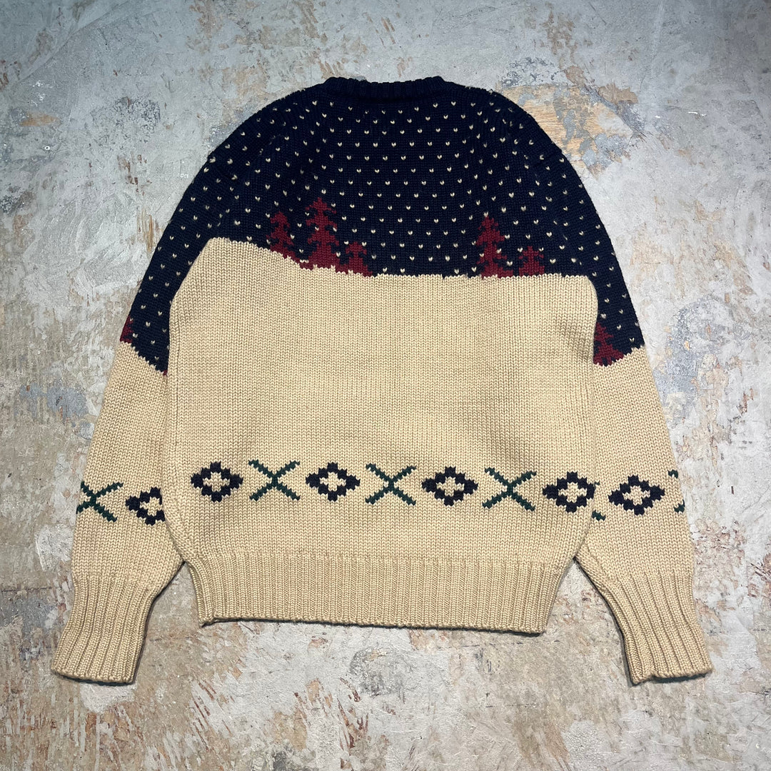 #3151 古着/Unknow/Ralph Lauren/ラルフローレン/wool Knit/バーズアイ　スキーニット/サイズXL相当