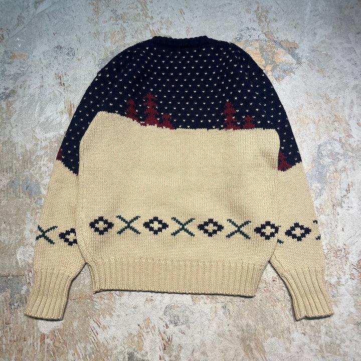 #3151 古着/Unknow/Ralph Lauren/ラルフローレン/wool Knit/バーズアイ　スキーニット/サイズXL相当