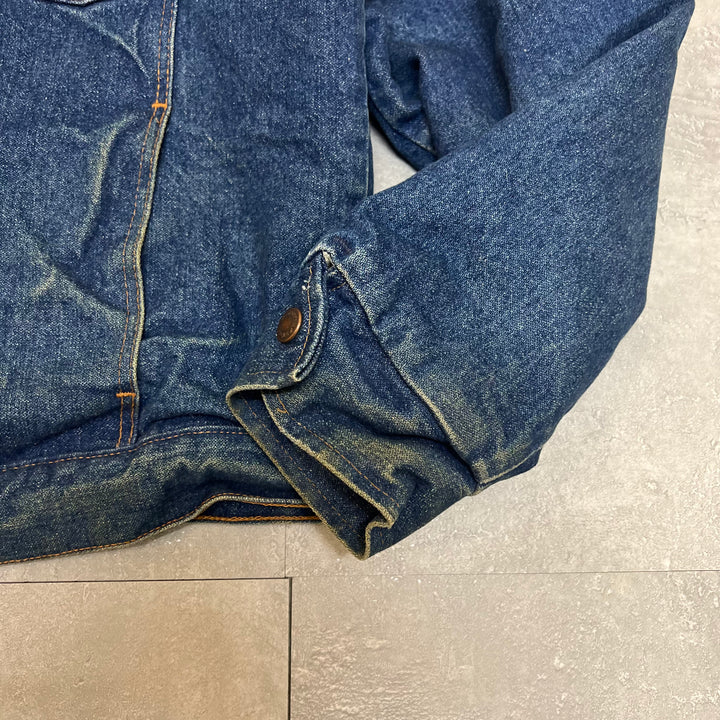 #1834 古着/Wrangler/ラングラー/Denim  jacket/デニムジャケット/襟 コーデュロイ素材切替/裏地ボーダー/サイズL相当
