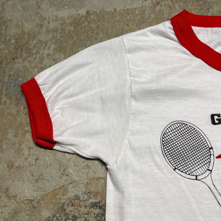 #4788 古着 USA製 86’s ピザハット テニスチャンピオンズシップ/ヴィンテージ リンガー Tシャツ/サイズM