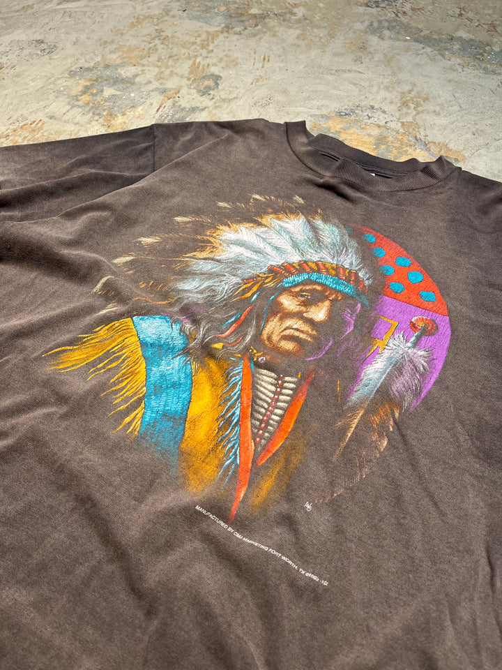 #MA134 古着 USA製 93's DELTA/デルタ/インディアン/サンフェード/ヴィンテージ シングルステッチ Tシャツ/サイズL