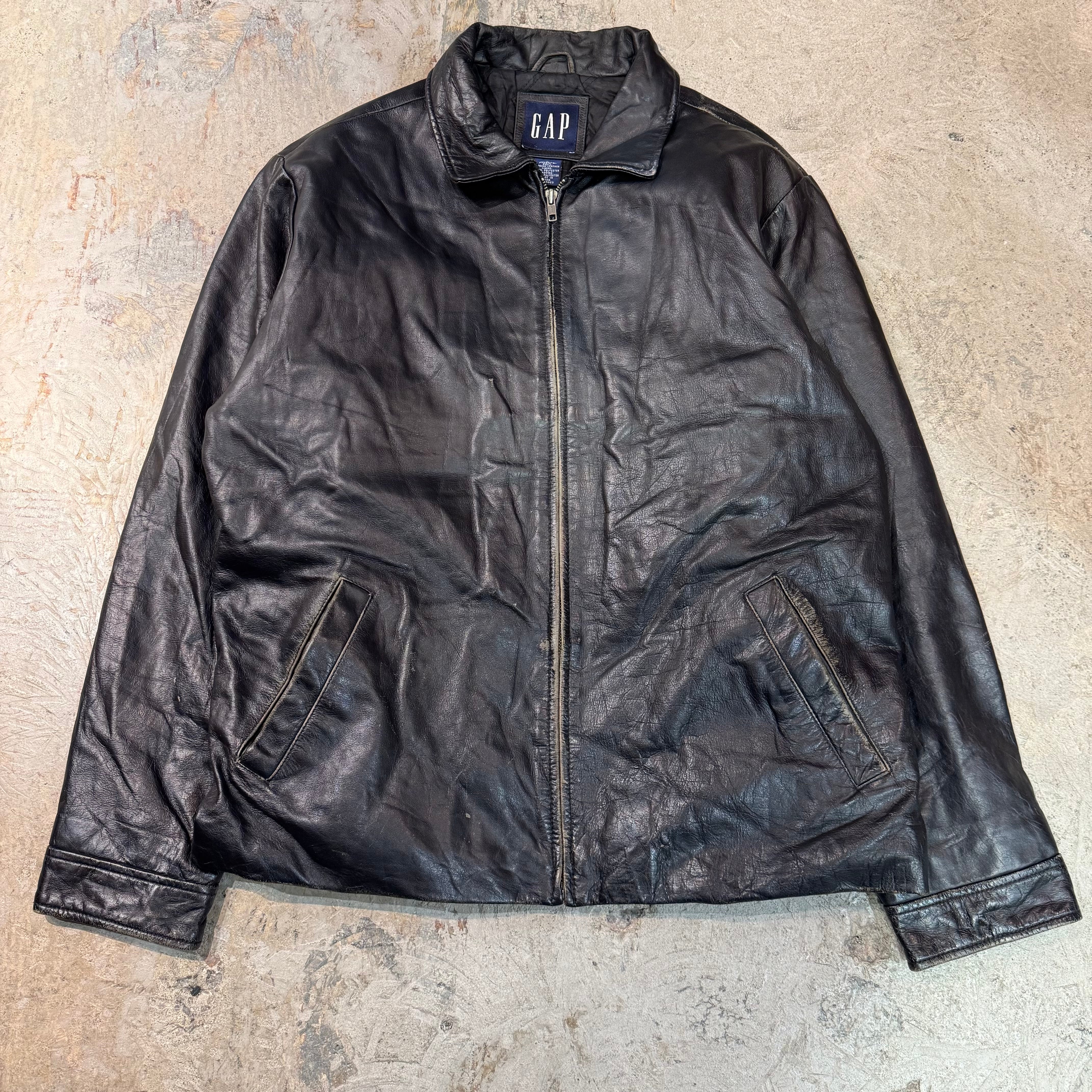 古着 GAP/ 本革ジップアップレザージャケット / 牛革/ サイズXL 古着 90's~ GAP/ ギャップ/ 本革ジップアップレザージャケット / 牛革