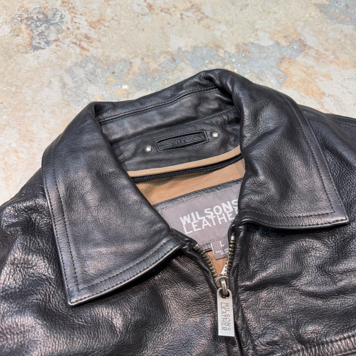 古着 Wilsons Leather/ ジップアップレザージャケット/ サイズL