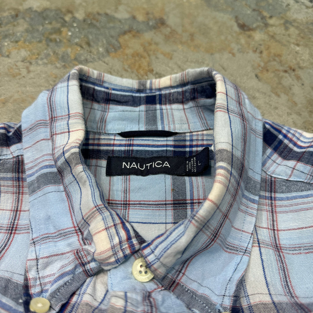 古着 nautica/ ノーティカ/ ボタンダウン半袖シャツ/ チェック柄/ サイズL