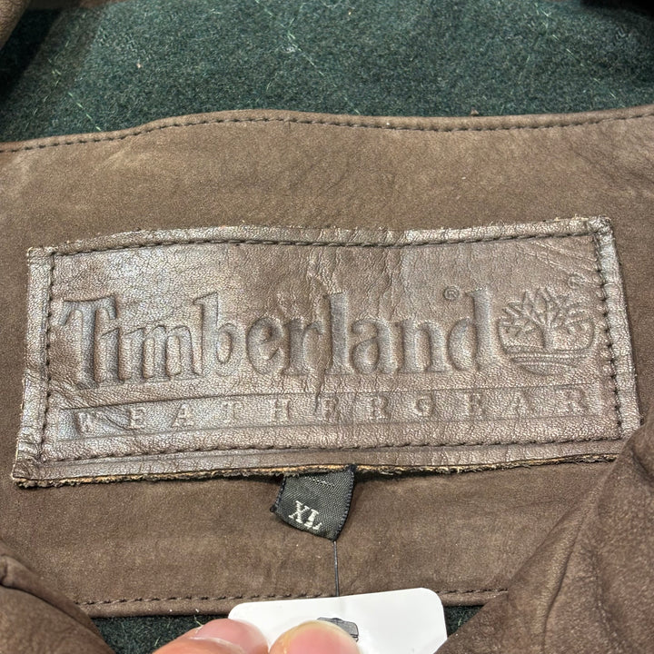 古着 90's timberland/ ティンバーランド/ 本革ジップアップレザージャケット牛革/ サイズXL