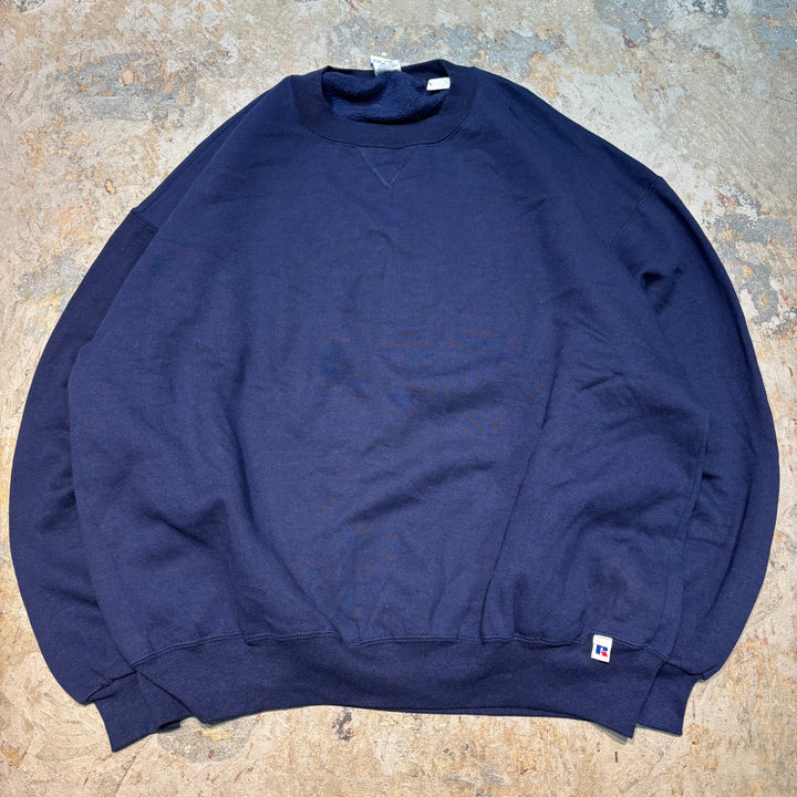 古着 USA製80's〜 RUSSELL ATHLETIC/ ラッセルアスレチック/ ブランククルーネックスウェット/ 無地/ 前Vガゼット/ サイズXXL
