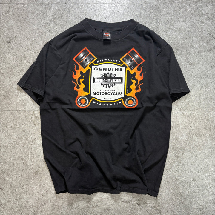 古着 USA製 99's Harley-Davidson ハーレーダビッドソン プリントTシャツ アメカジ サイズXL