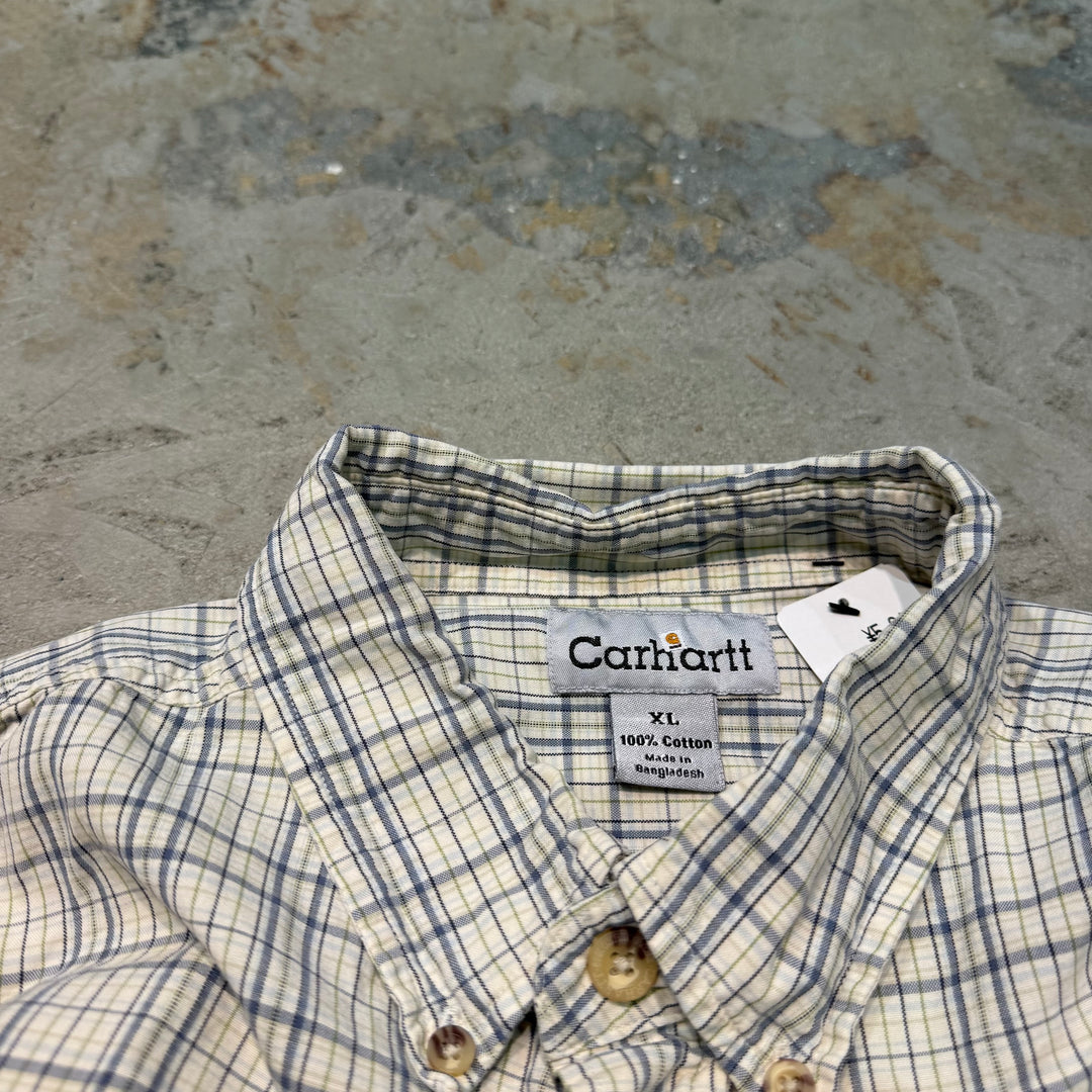 古着 carhartt/ カーハート/ ボタンダウン半袖シャツ/ チェック柄/ リメイク/サイズXL