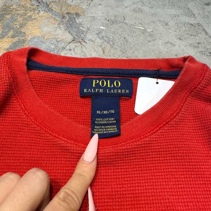 古着 POLO RALPH LAUREN/ポロラルフローレン/ クルーネックワッフルロングスリーブTシャツ/ サイズXL